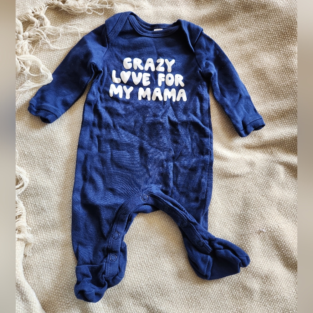 okie dokie Navy Blue Footed One-Piece Sleeper with White Slogan 5 For $20 Bundle